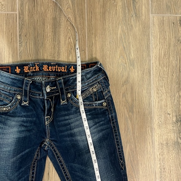 Vintage Rock Revival Jeans Women’s Size 25 Gwen Boot Distressed Buckle Y2K Blue - Picture 11 of 16